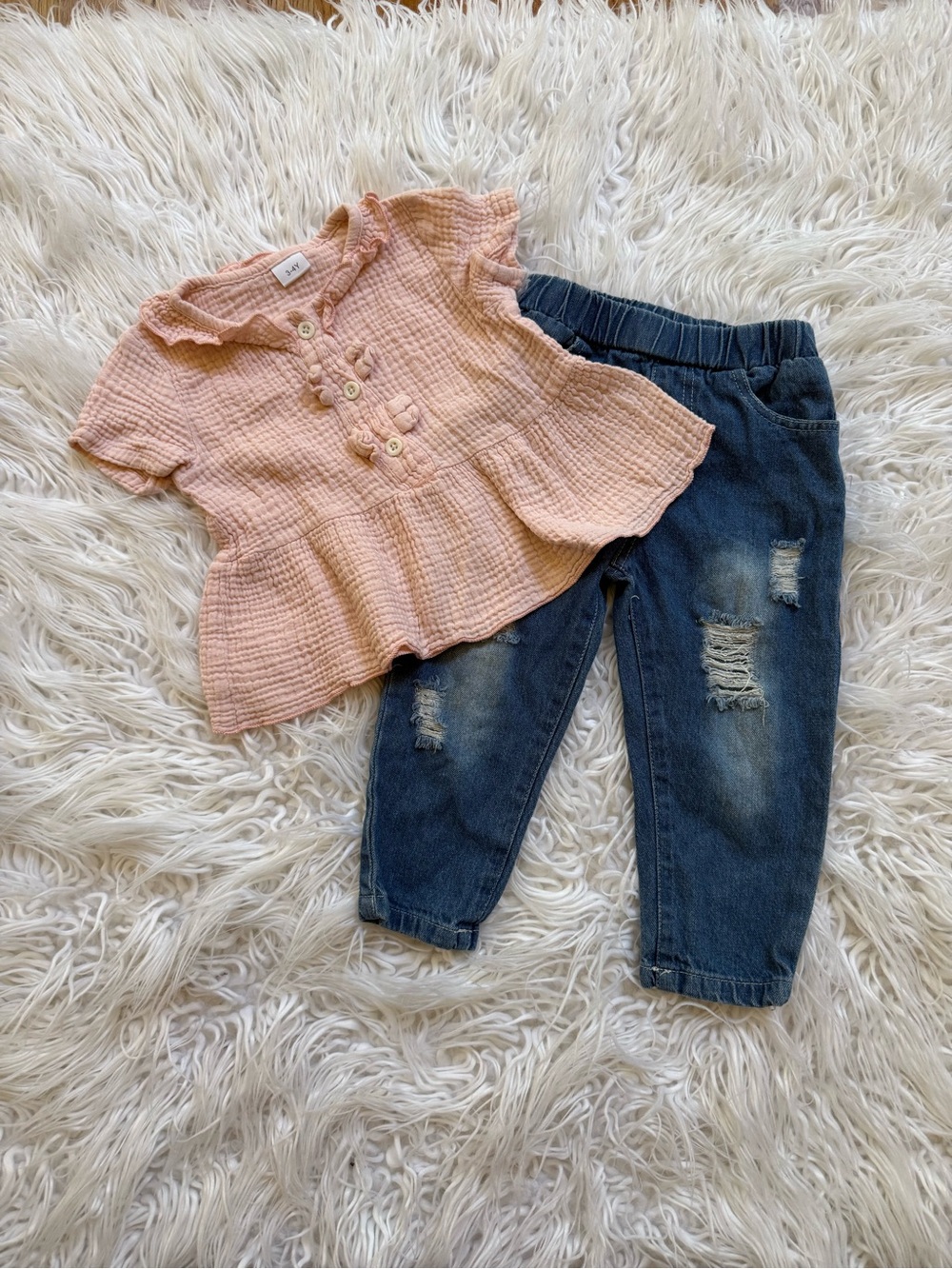 Children's Distressed Denim Joggers in Blue